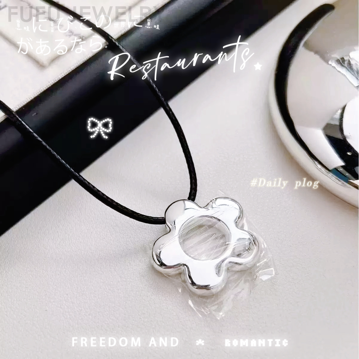 吊坠925银 锁骨链【纯银花朵吊坠小众轻奢项链】韩国正品高级百搭