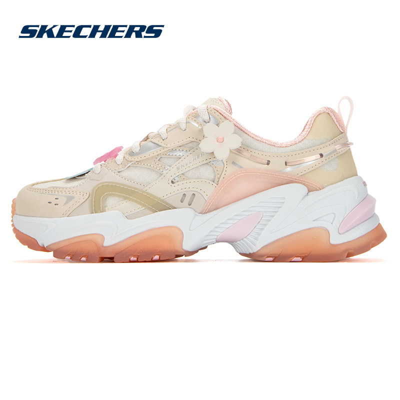 斯凯奇正品樱花鞋女鞋春季新款撞色拼接休闲鞋机甲鞋运动鞋老爹鞋