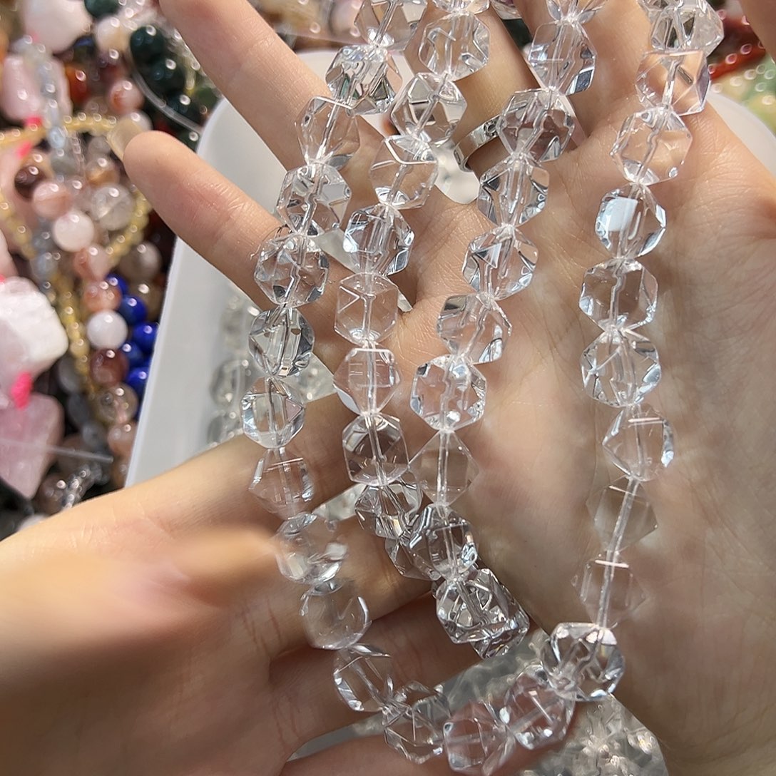 玛瑙/玉髓未镶嵌珠宝半成品压电白水八菱切大长条
