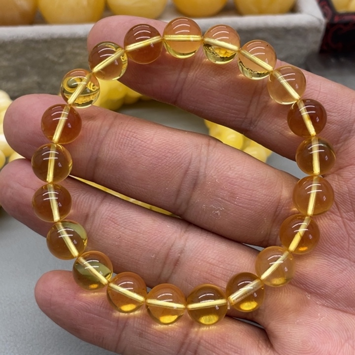 琥珀未镶嵌裸石手串