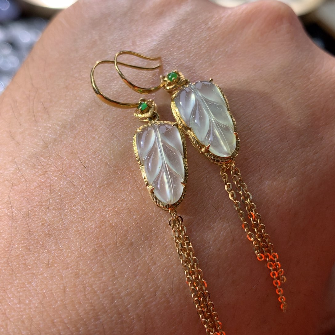 翡翠耳饰18K金镶嵌18k金镶嵌