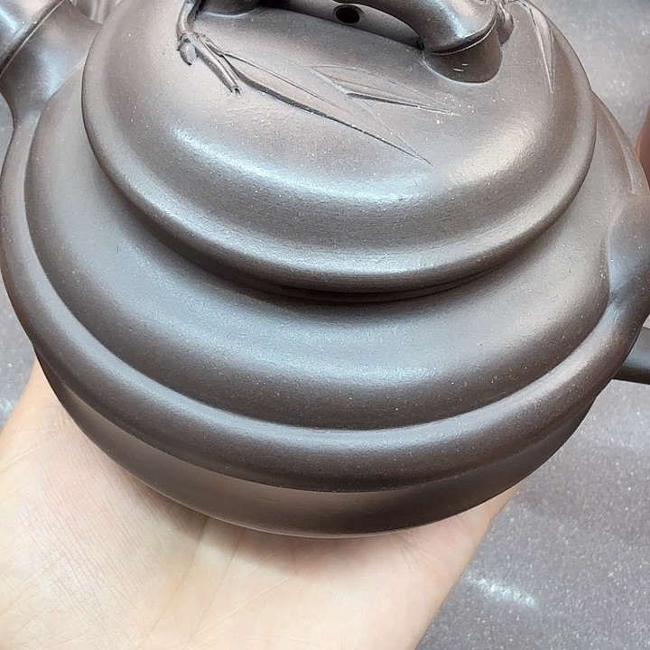 茶壶紫砂400cc双线竹鼓