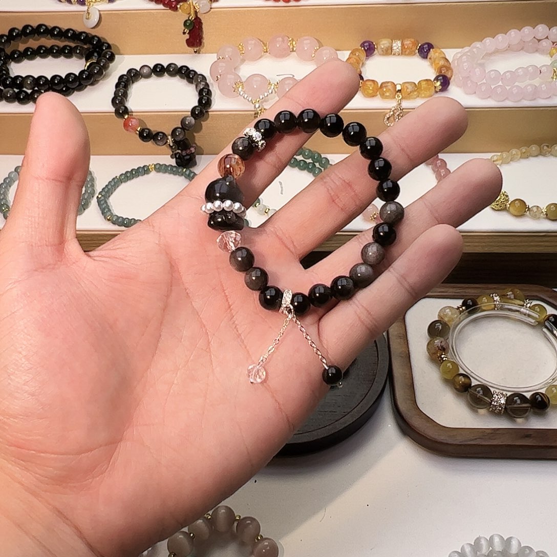 黑曜岩手串未镶嵌