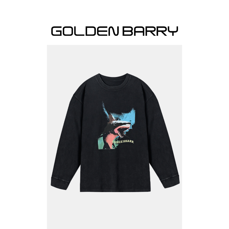 GOLDENBARRY|202453男装鲨鱼印花T恤
