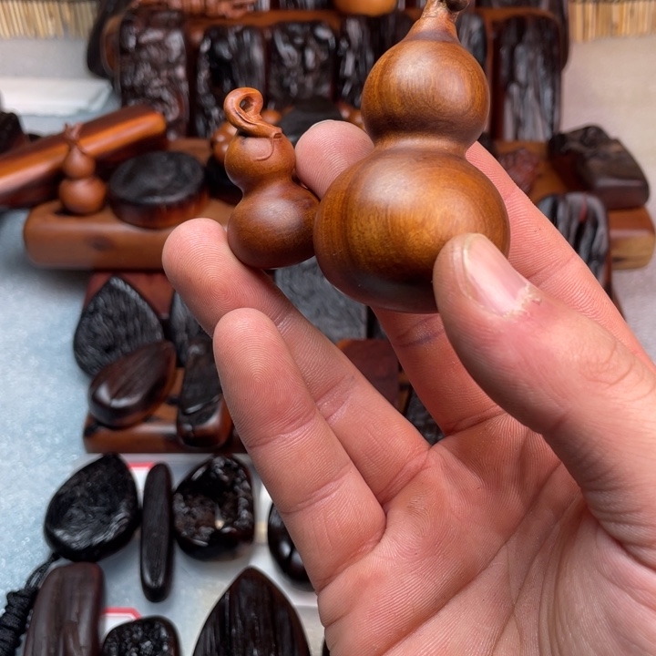 木质雷击枣木葫芦两个