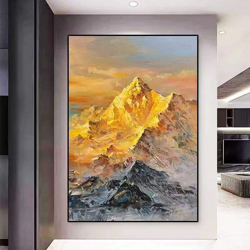 手绘油画【金山】现代简约客厅沙发挂画抽象肌理画立体玄关装饰画