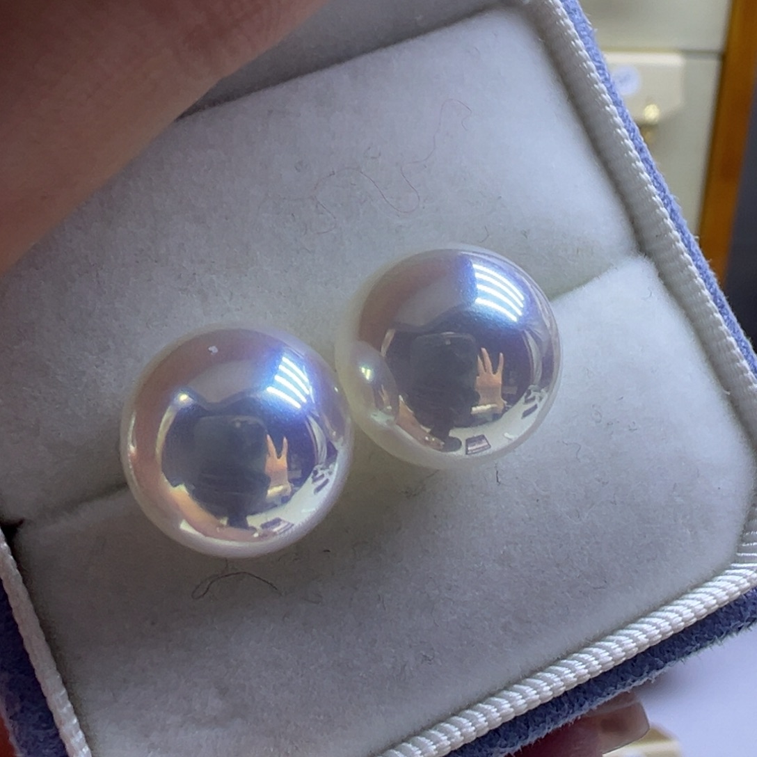 银S925镶嵌淡水珍珠耳饰