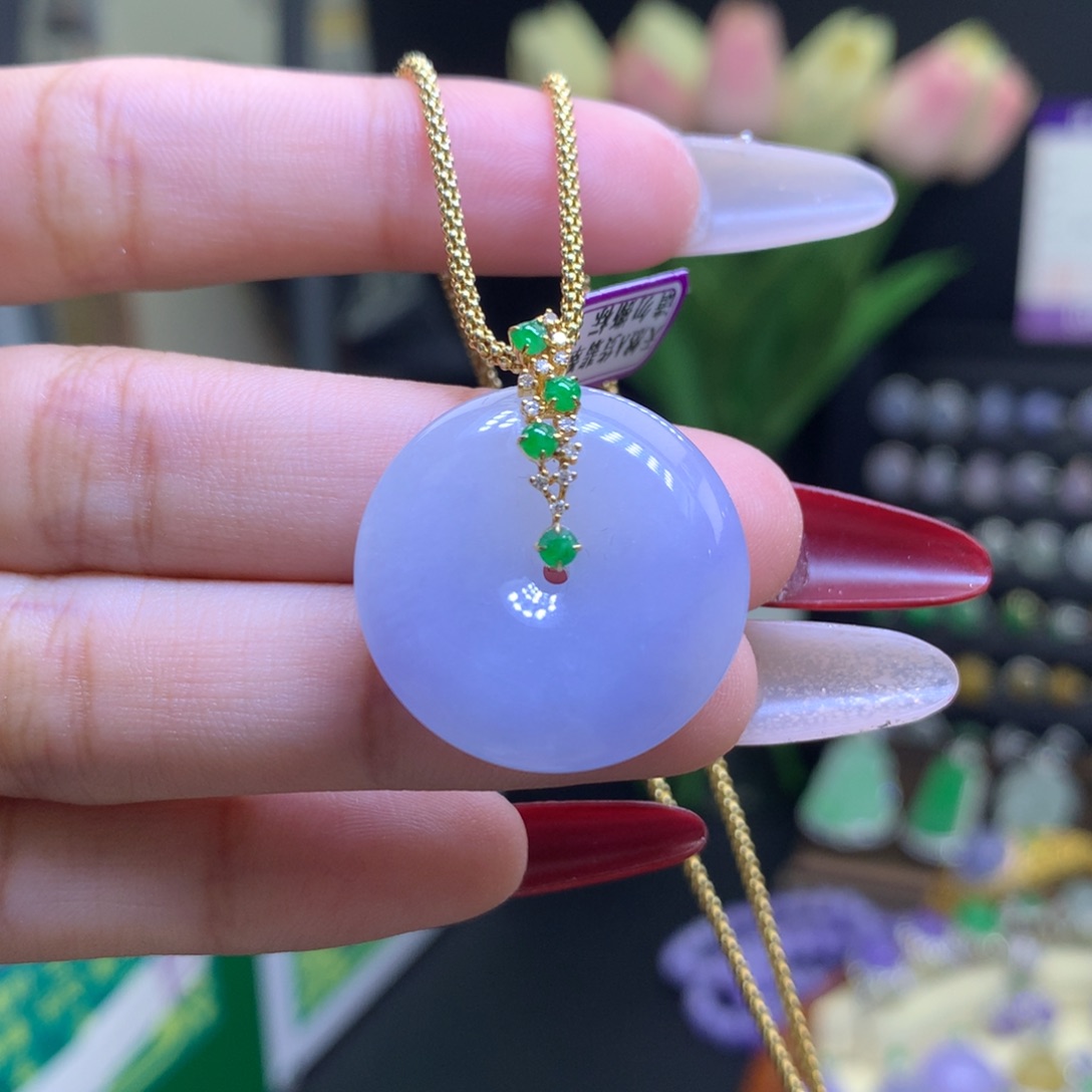 翡翠颈饰18K金镶嵌天然