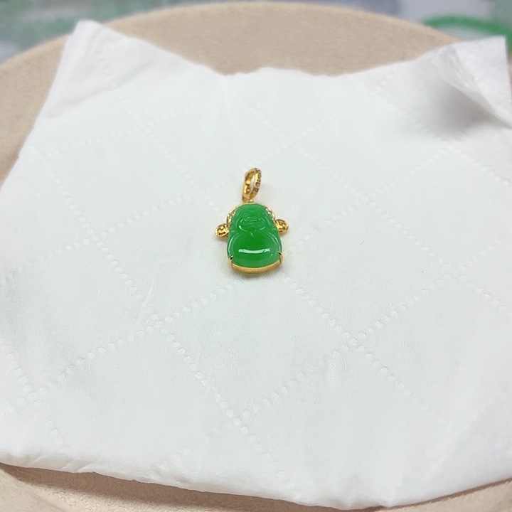 太***️翡翠18K金镶嵌手链天然缅甸翡翠A货