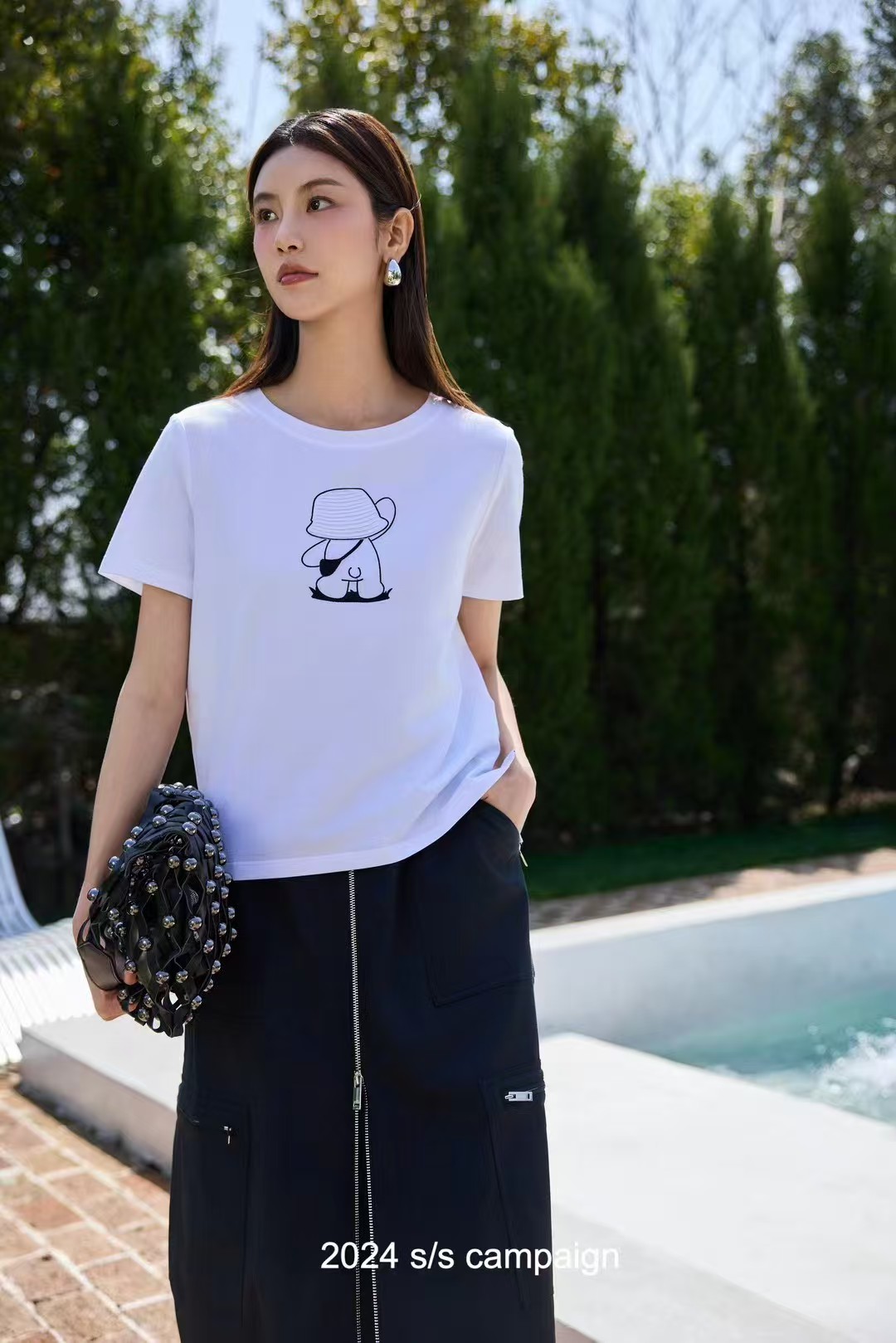 度假风短款白色T恤潮流半袖圆领休闲百搭时尚夏季炸福利专属连接