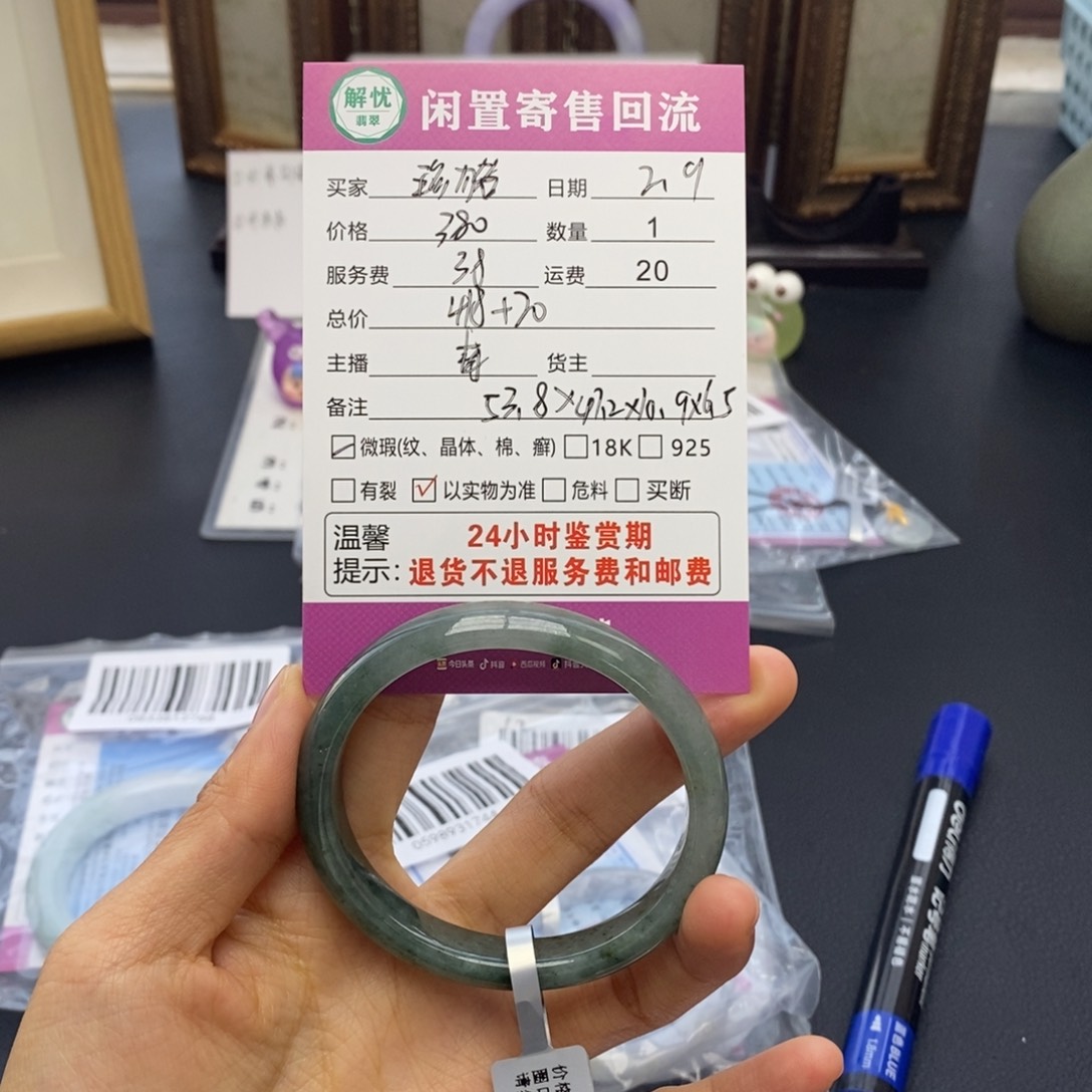 翡翠手镯未镶嵌浅**猪