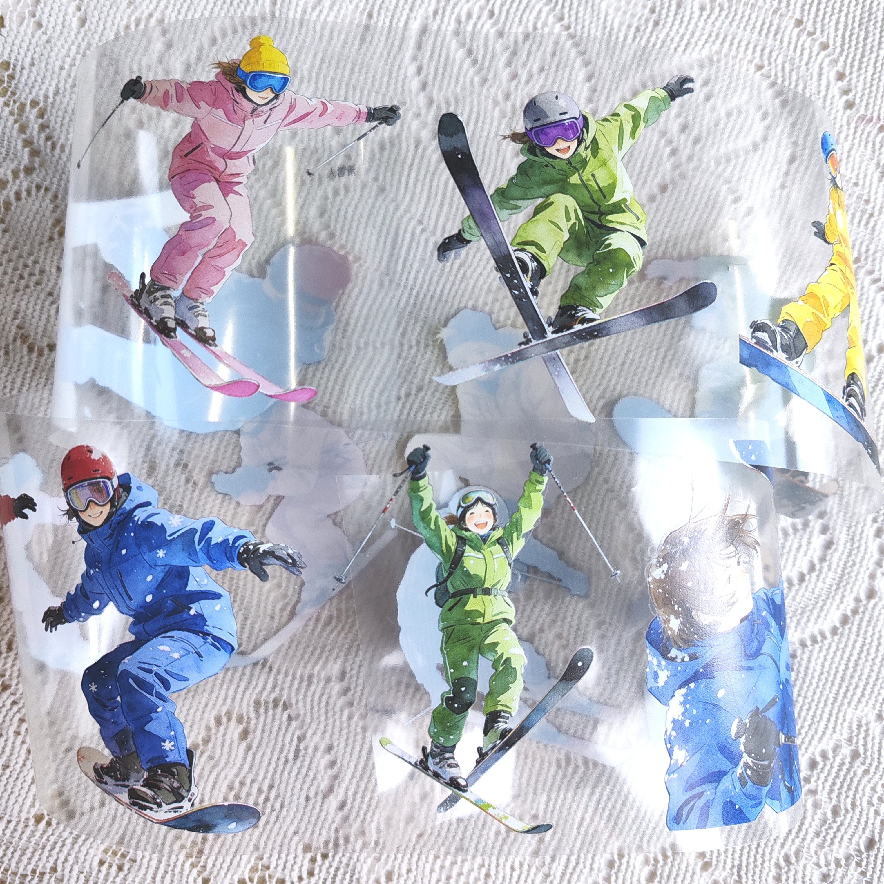 分装滑雪人物pet手帐胶带拼贴装饰咕卡造景人物手帐胶带装饰贴画