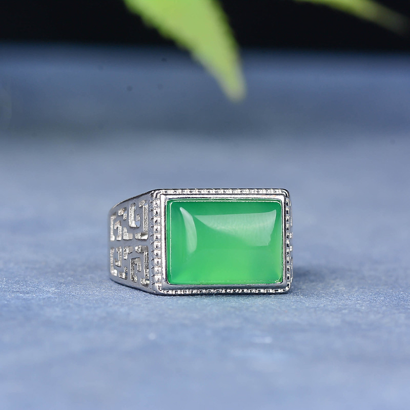 天然极光绿马鞍戒玉石戒指 -多样性发货