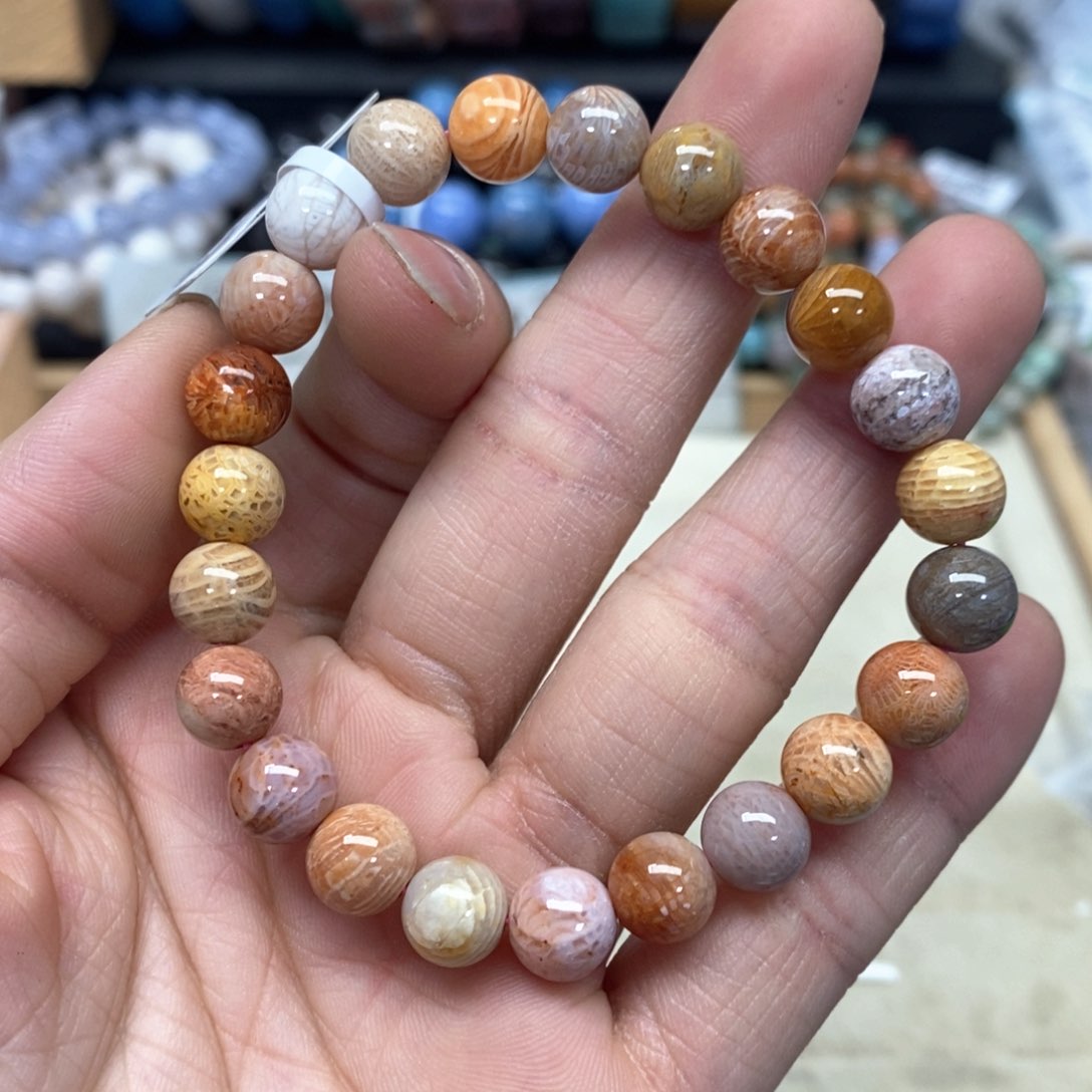 硅化珊瑚（珊瑚玉）手链未镶嵌145