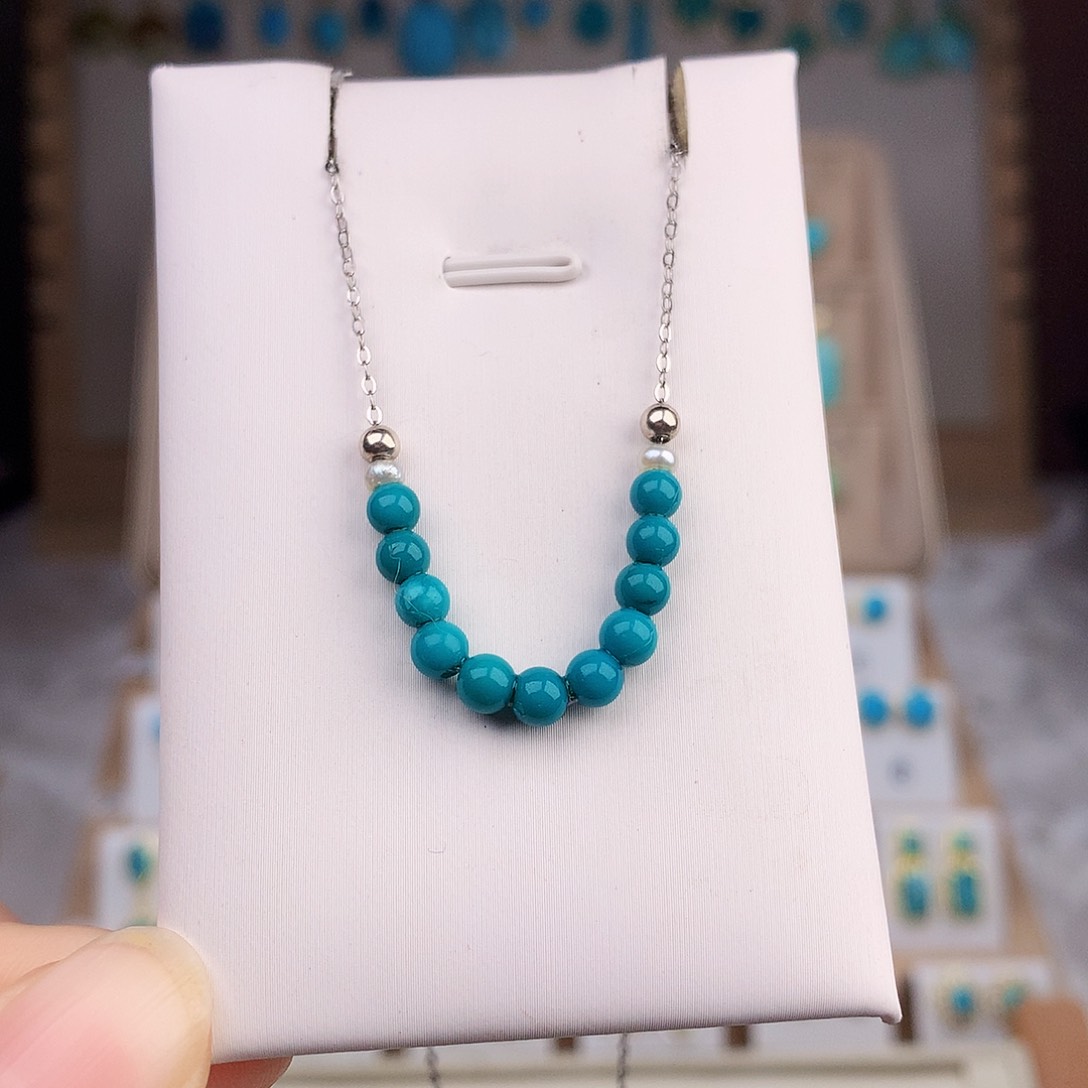 绿松石耳饰银S925镶嵌