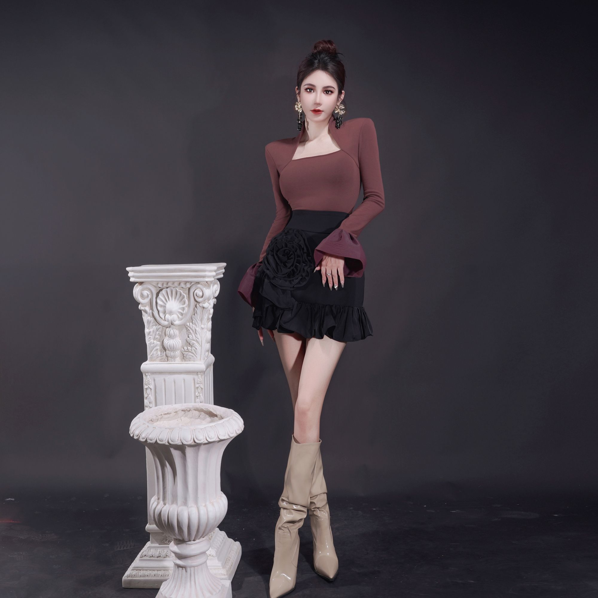 【星姐推荐】星原创高级定制【黑桃皇后】设计师百搭轻奢名媛修身上衣