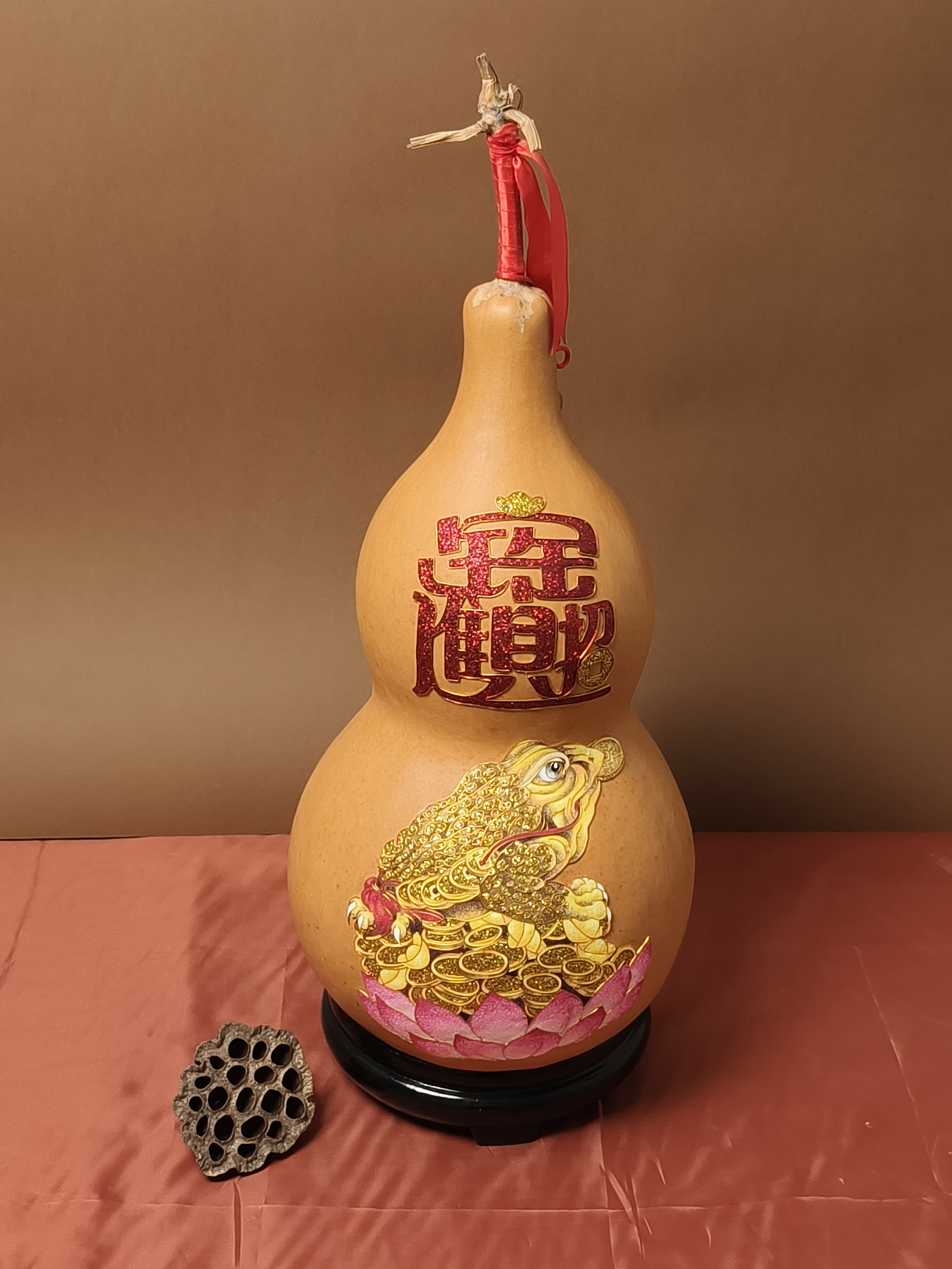 天然特大葫芦摆件景泰蓝掐丝工艺福禄图艺术客厅酒柜装饰礼品