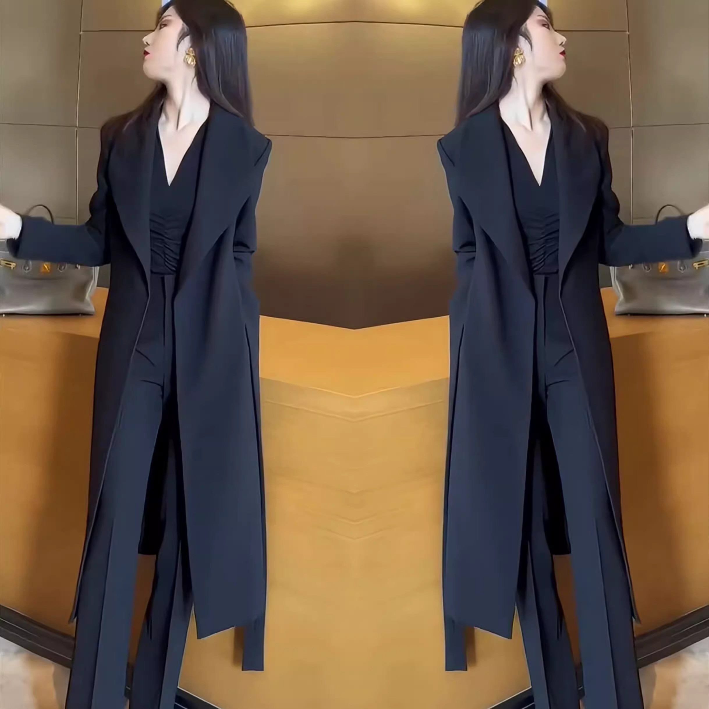 大码网红同款2025秋新款胖mm显瘦高端气质时尚收腰系带风衣外套女