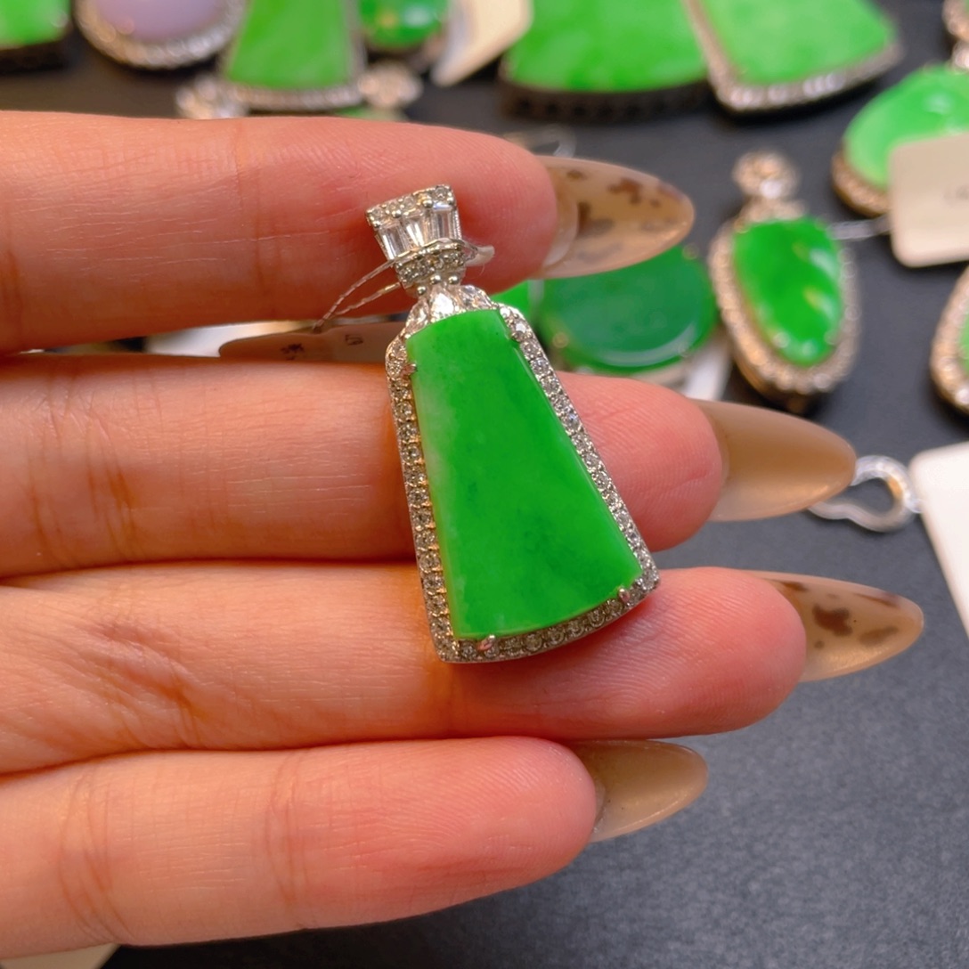 马***胎翡翠银S925镶嵌吊坠(不含链)