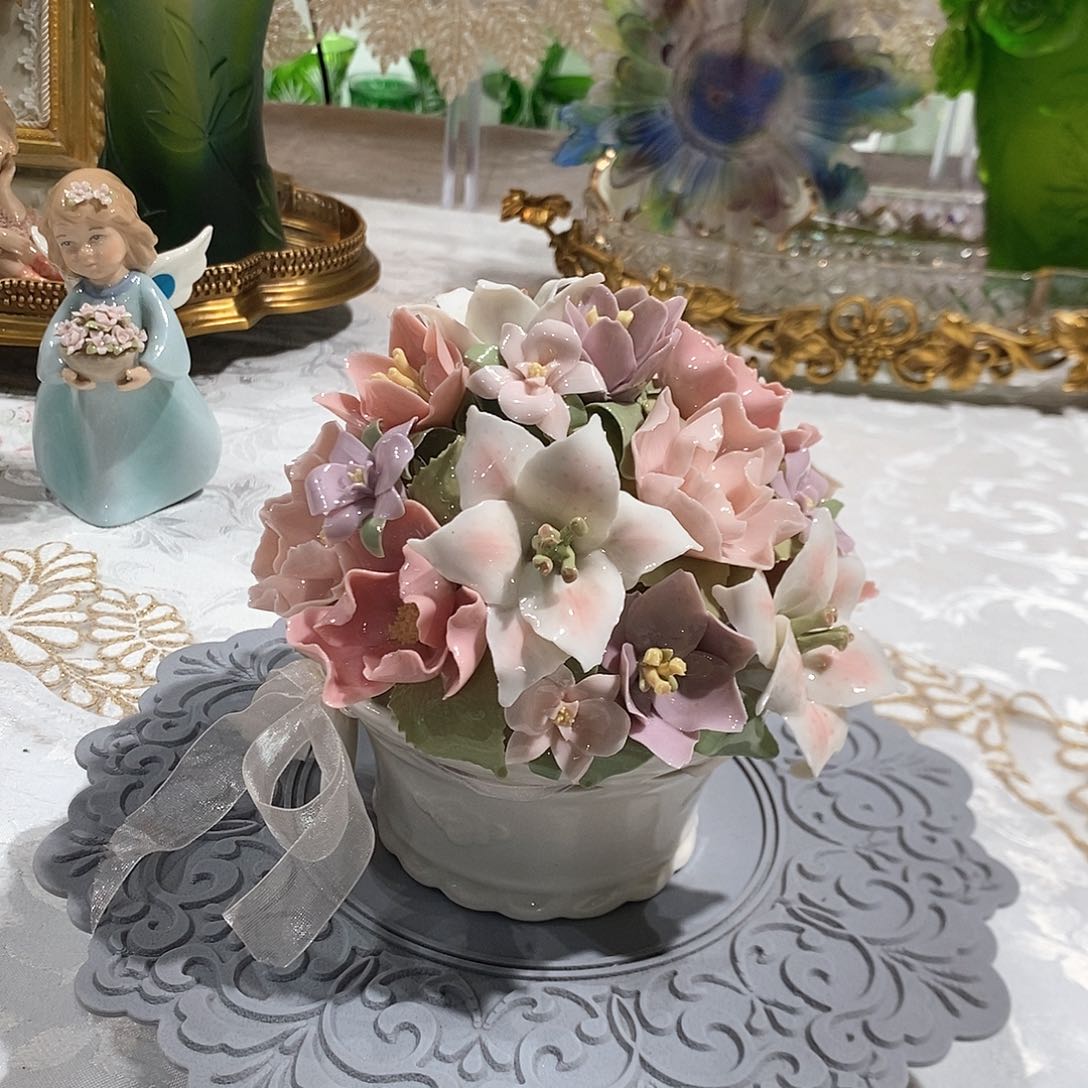 摆件0284骨瓷百花花坛礼盒装