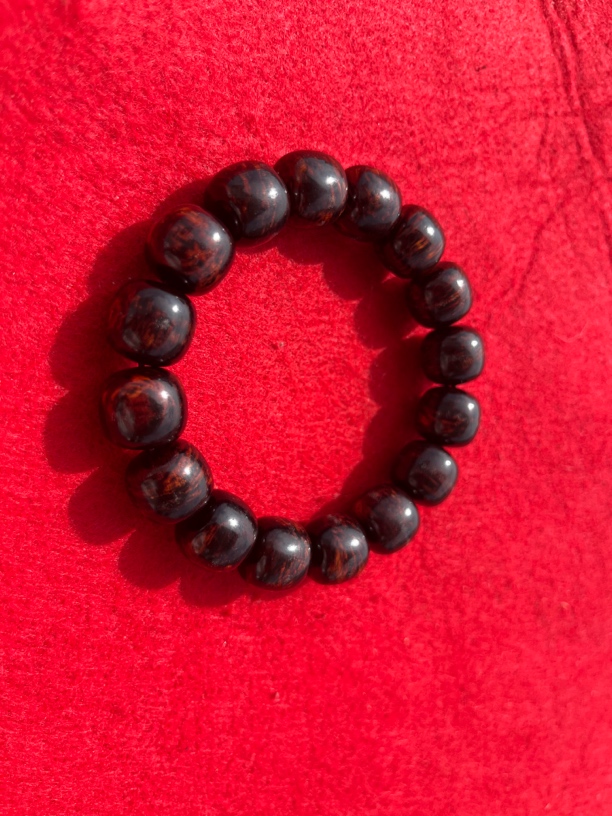 海南红降花梨公黑油芝麻点1314手串