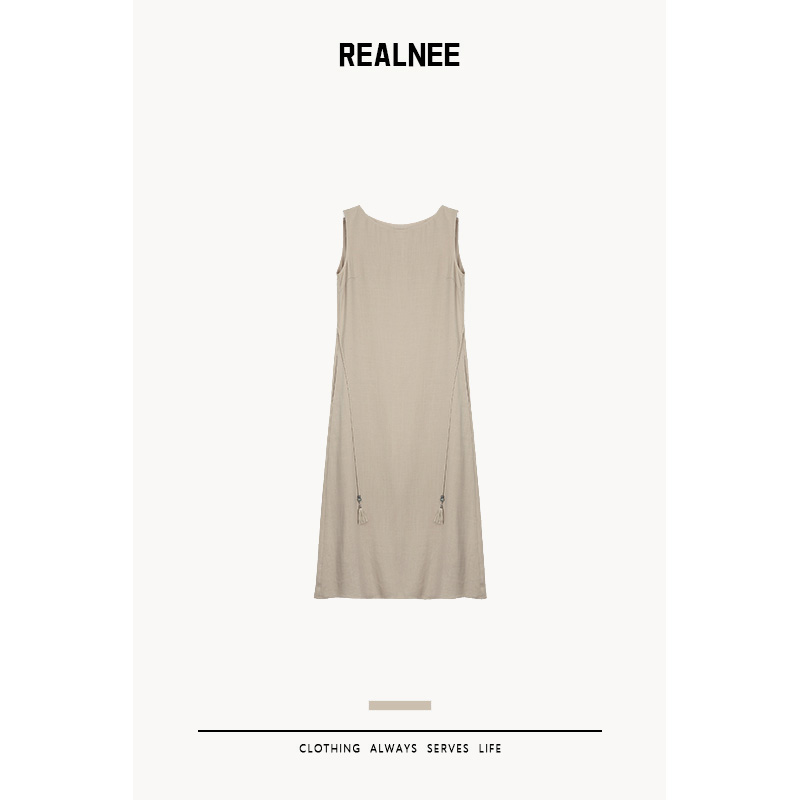 REALNEE【流云如梦】新中式莱赛尔极简连衣裙舒适随性松弛穿搭02149