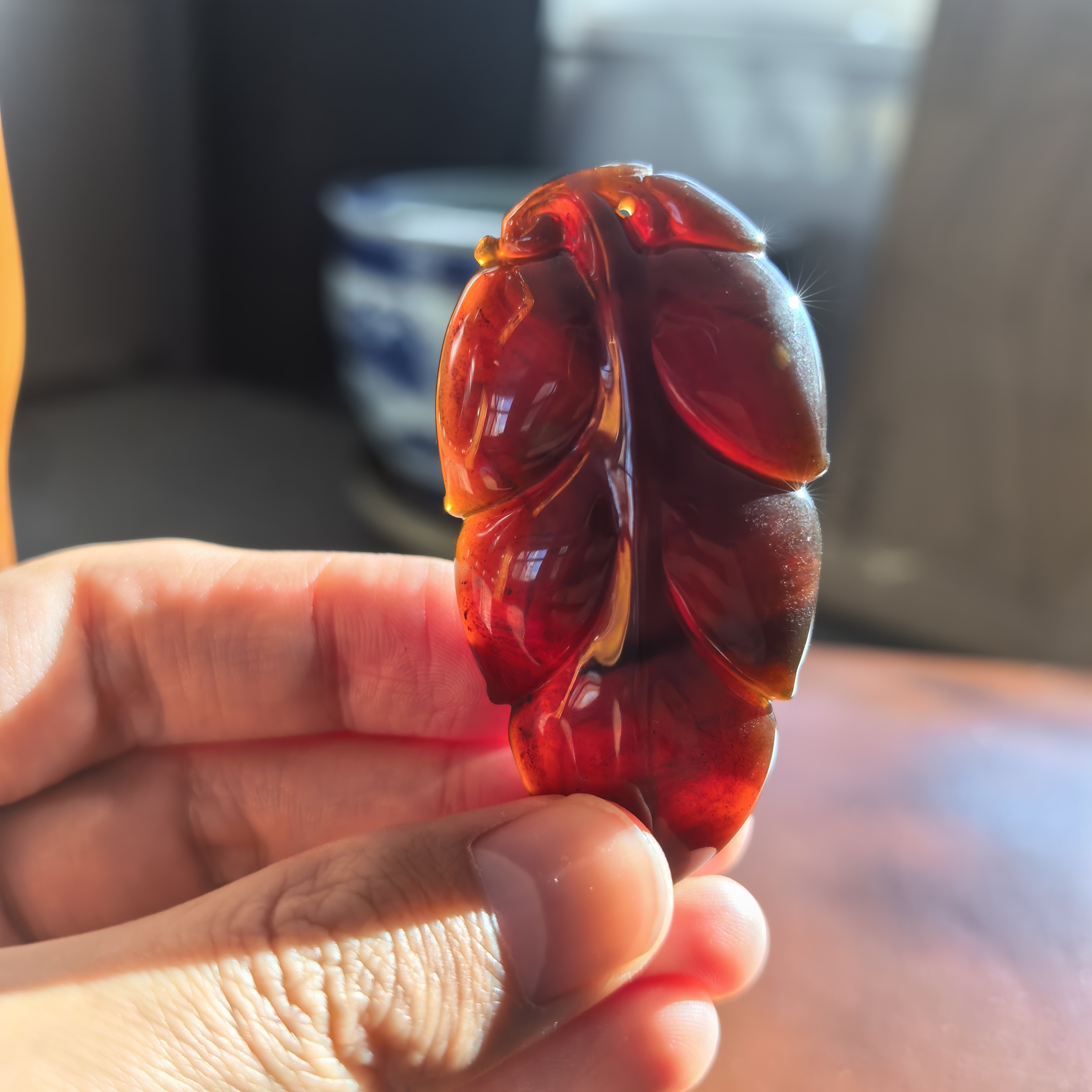 棕红血树叶缅甸琥珀