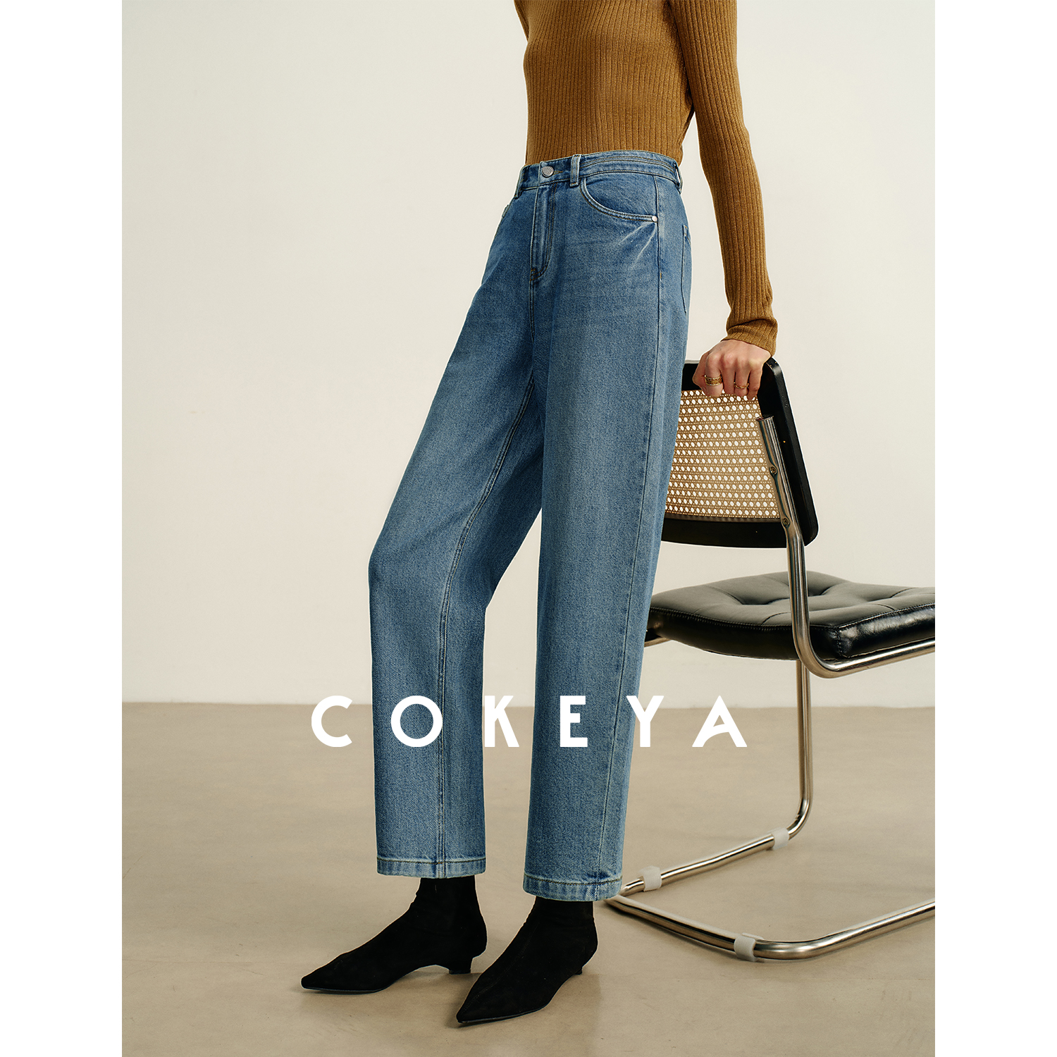COKEYA/修腿搭~定制弹力天丝棉收腰显瘦锥形萝卜裤牛仔
