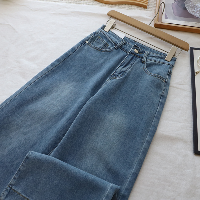 [比正]2025秋冬新款韩版复古磨毛高腰显瘦小个子直筒牛仔裤女5680