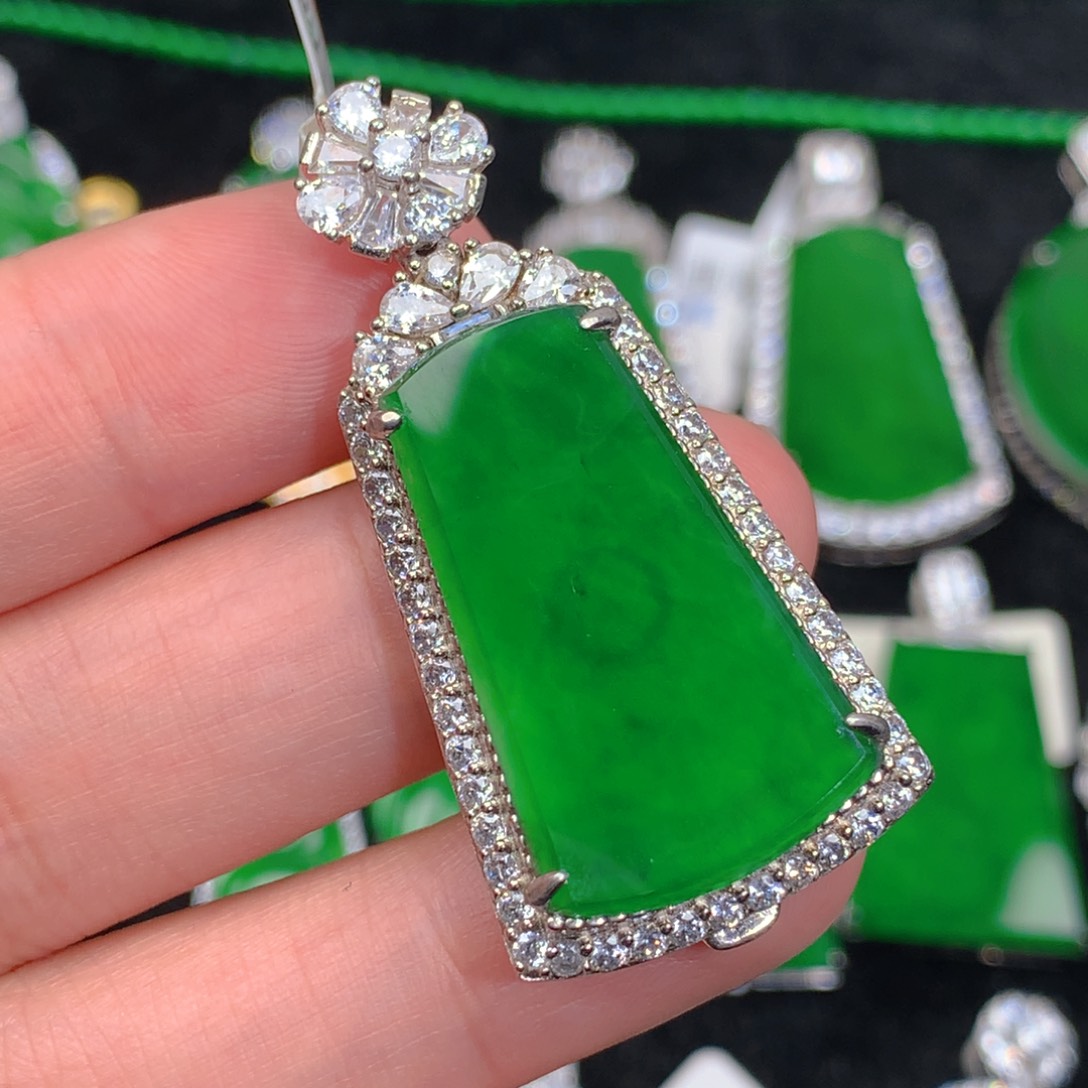 翡翠吊坠(不含链)银S925镶嵌