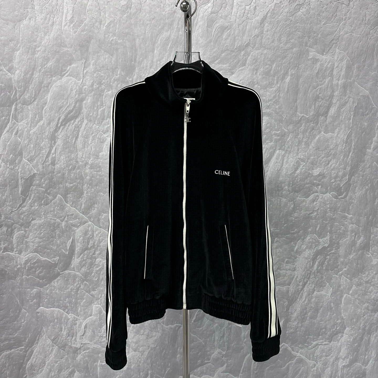 未使用 Celine/思琳 SS24 刺绣丝绒条纹外套 L码 J01038