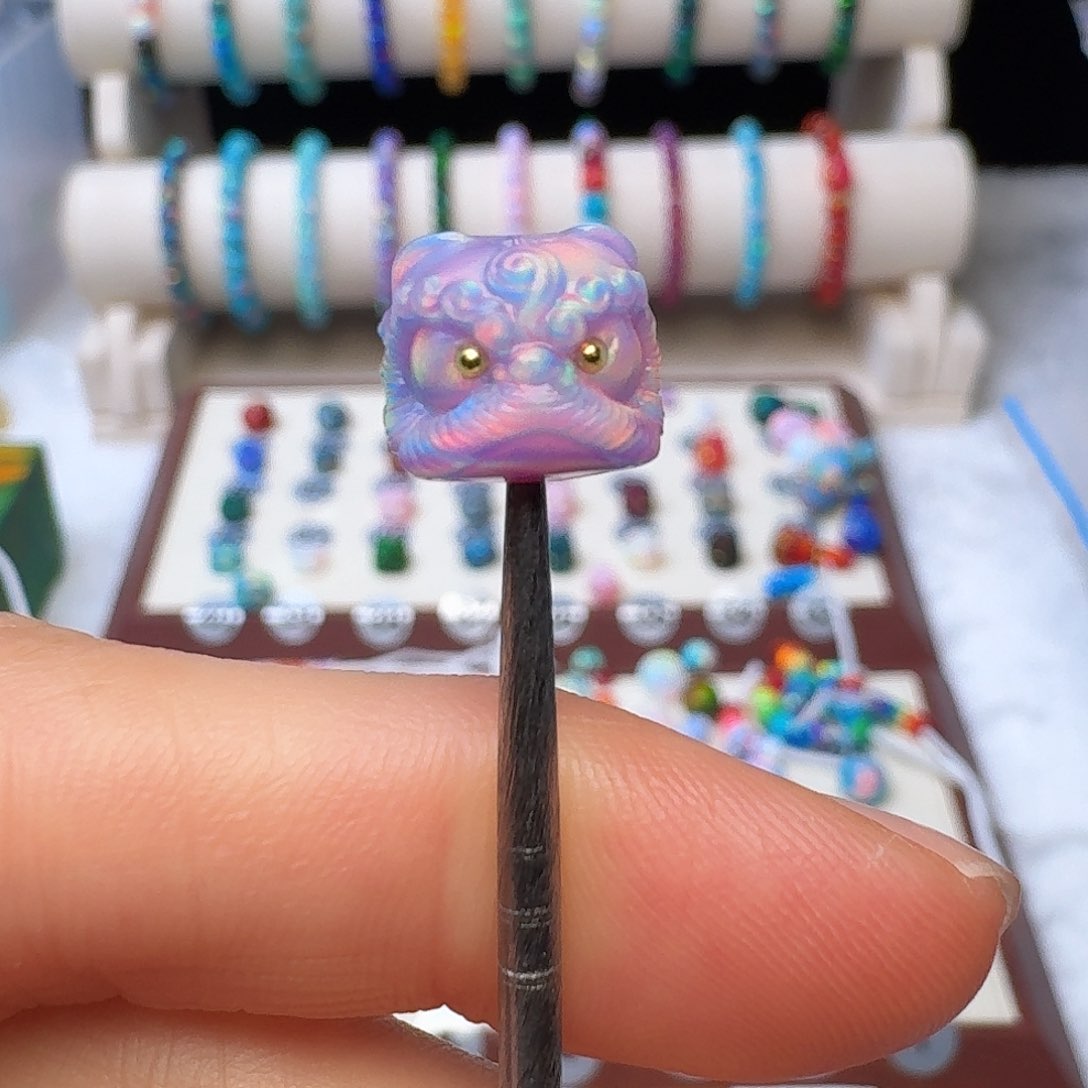 树脂制品人造欧泊卡10国风醒狮梵高紫单颗