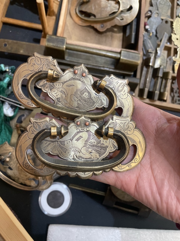 老古纯铜抽屉拉手适用于书柜书桌等复古风格家具