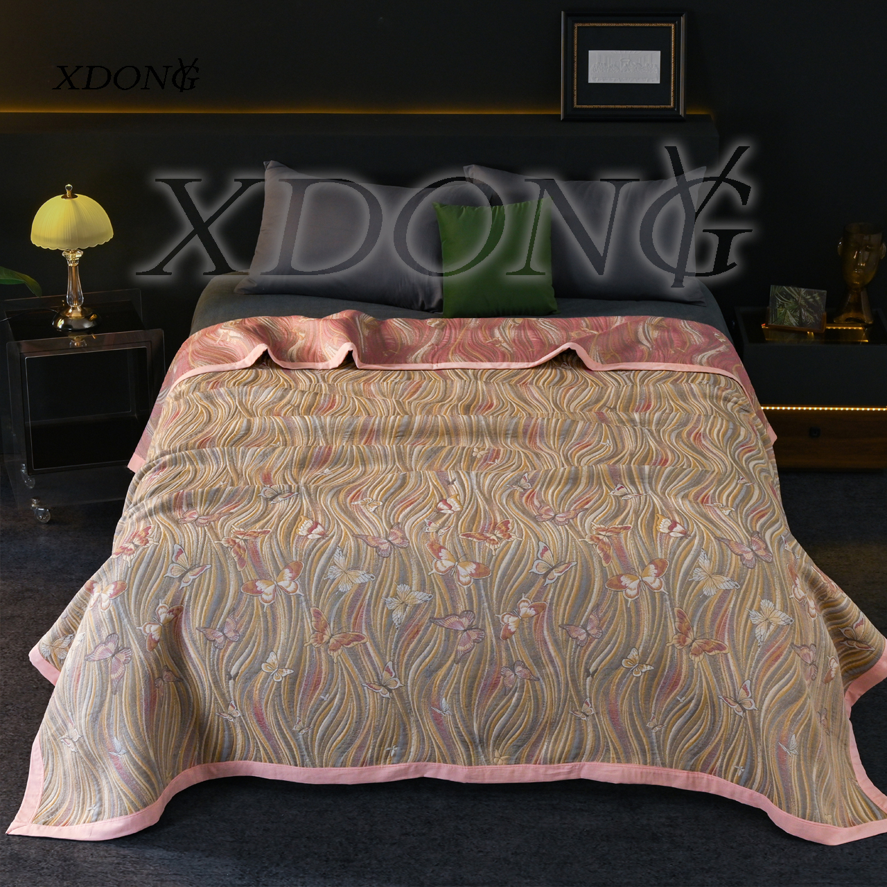 XDONGY（冬云家纺）230*250苏杭水墨缎轻奢 蝶化庄生 紫色 床盖