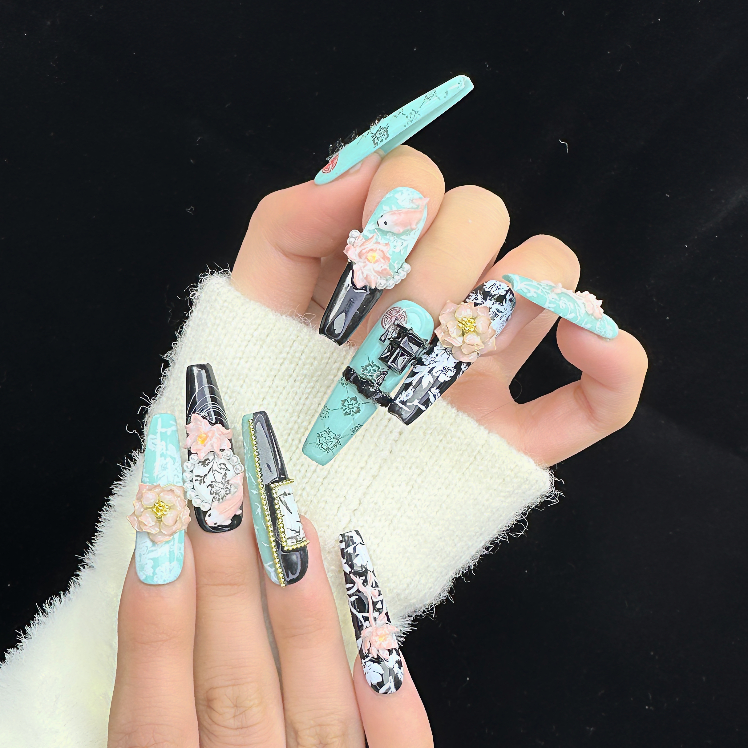 上新特惠【碧荷墨影】M哥高品质重工纯手工高级感