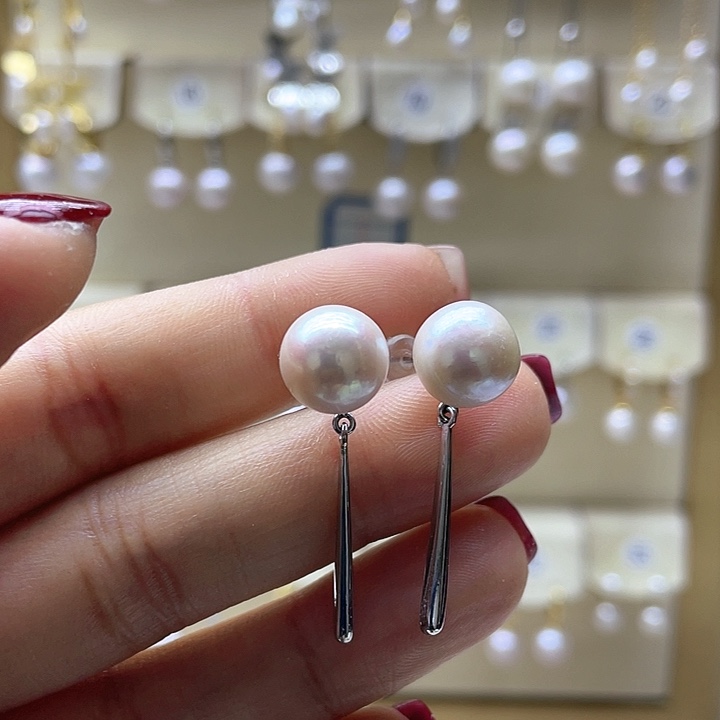 淡水珍珠耳饰银S925镶嵌