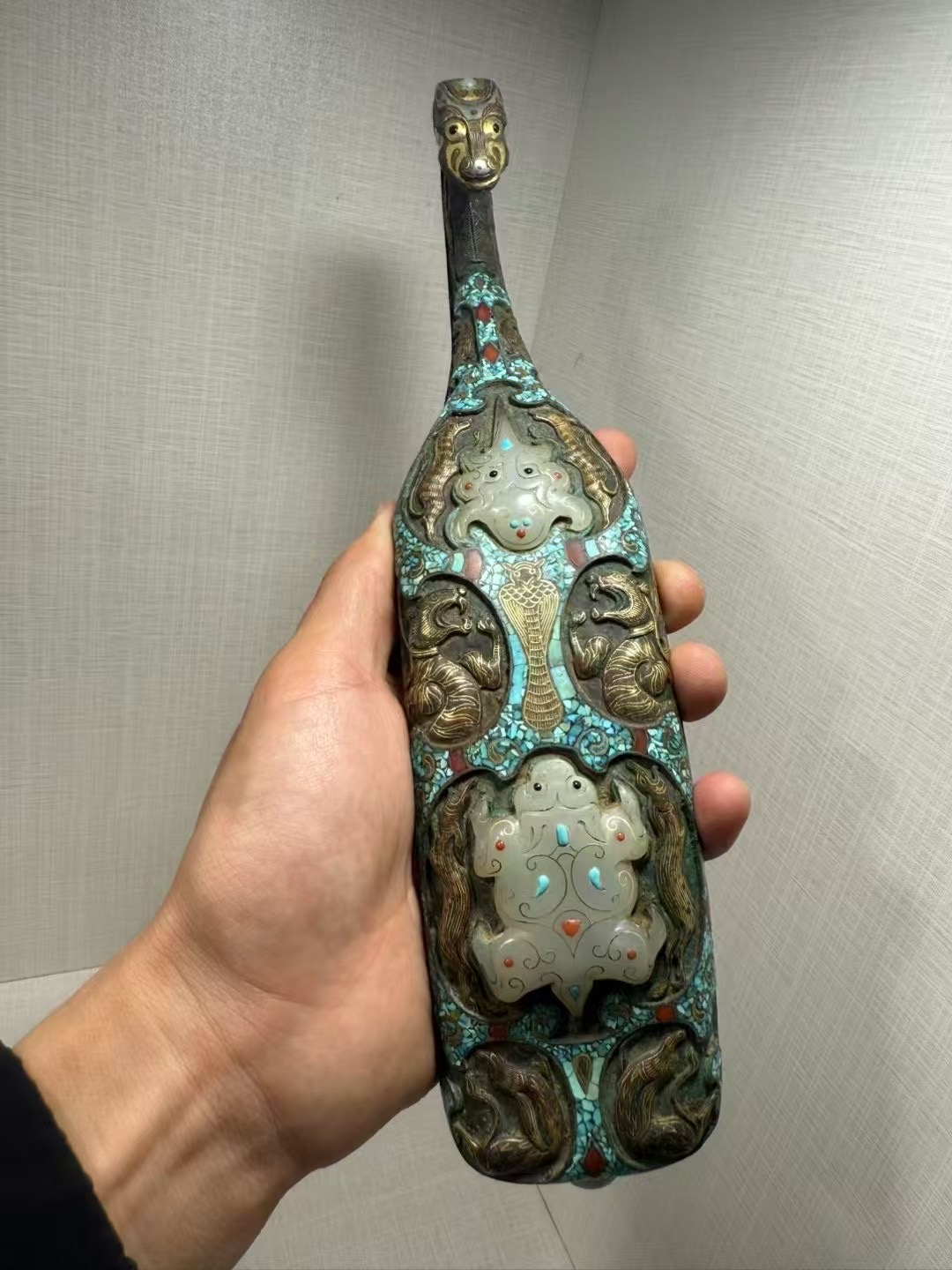 古玩收藏品错金银代勾摆件