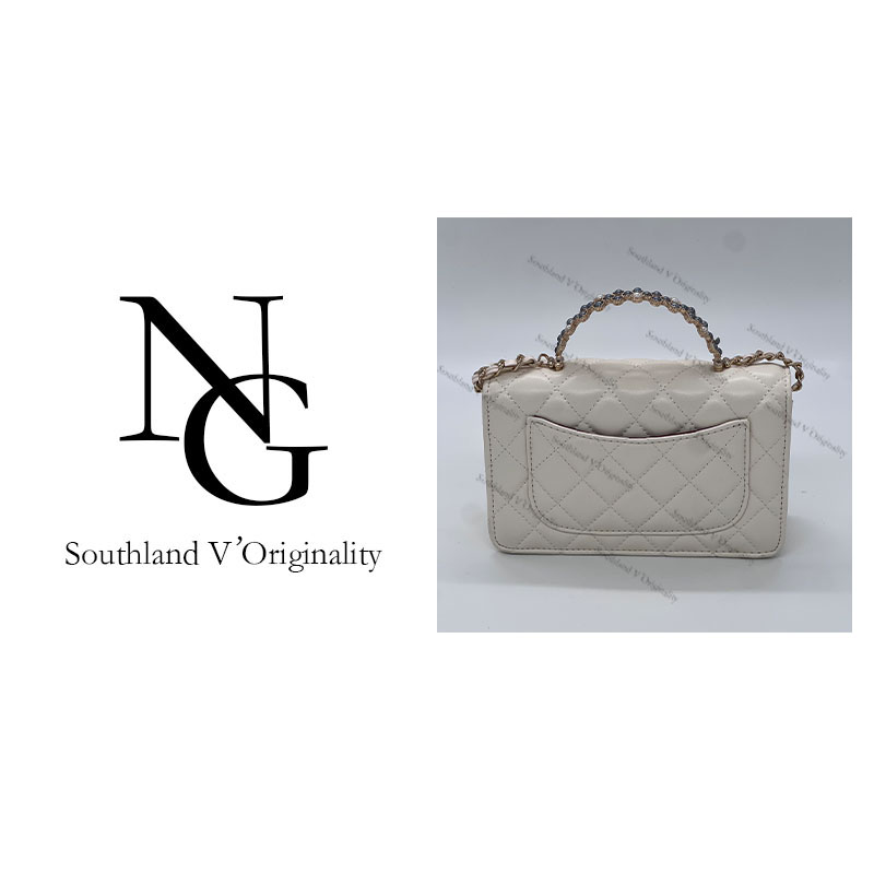 NG/19CM原创私定真皮包1076-珍珠手柄woc香-白色