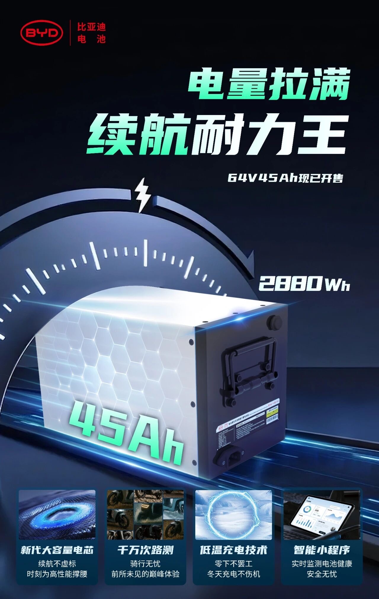 BYD/比亚迪比亚迪磷酸铁锂锂电池64V45AH