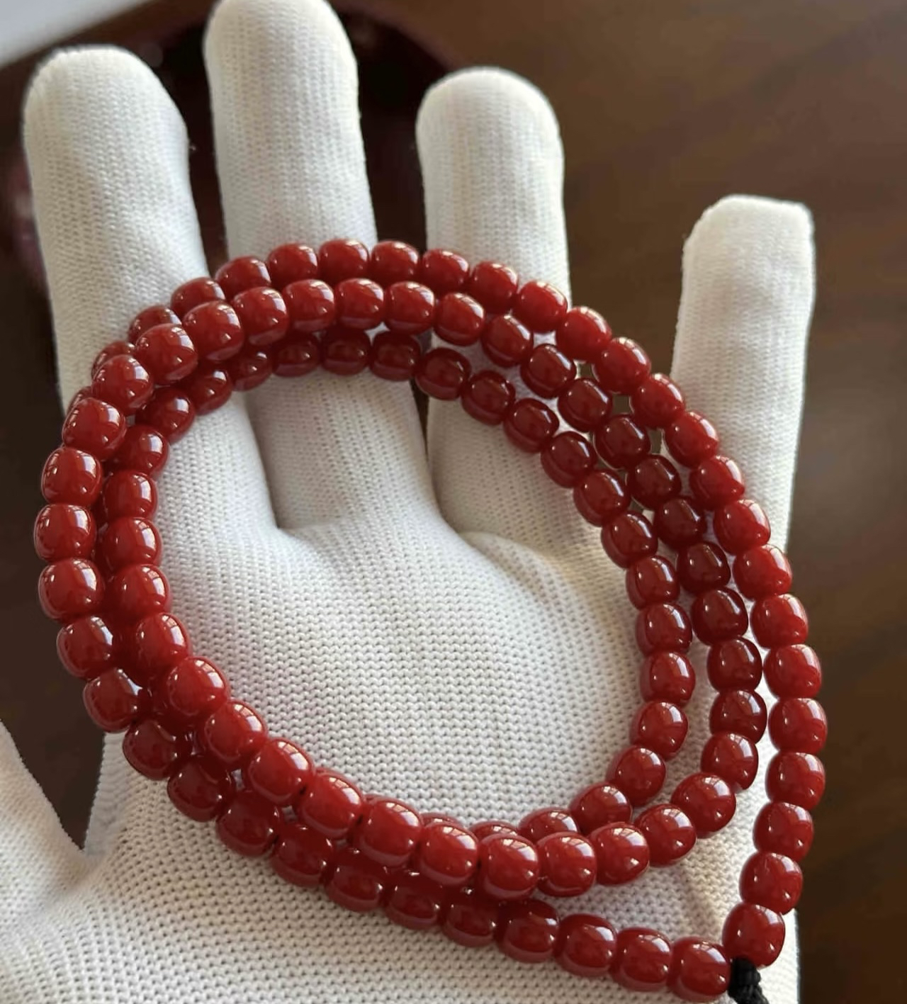 【红珊甄选】阿卡牛血红手工串珠一串
