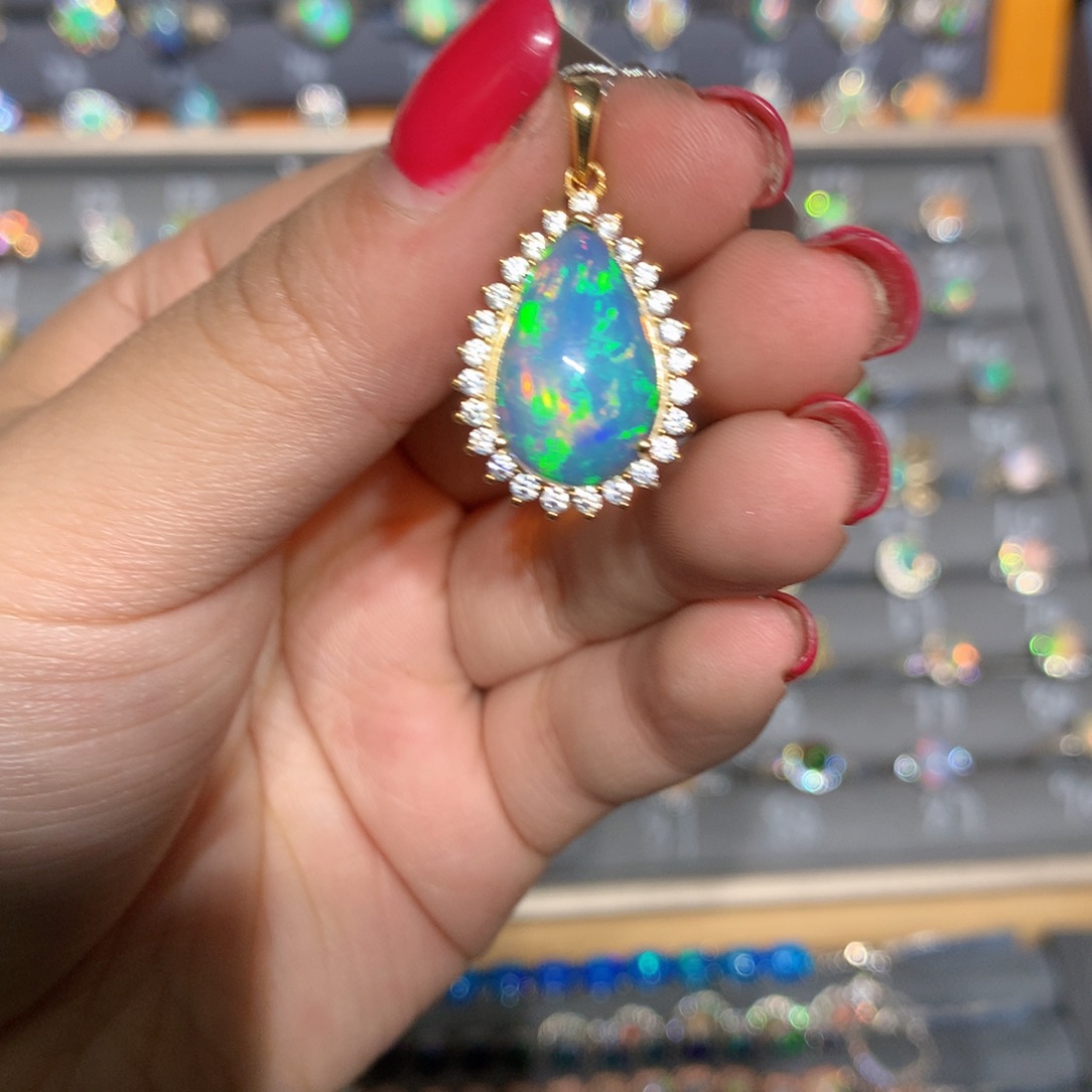 银S925镶嵌欧泊欧泊吊坠l