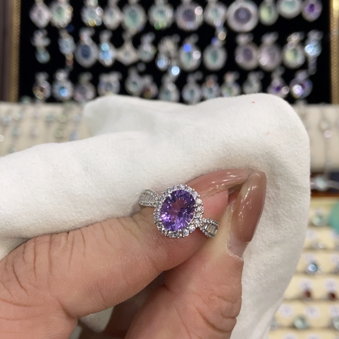 戒指银S925镶嵌紫晶