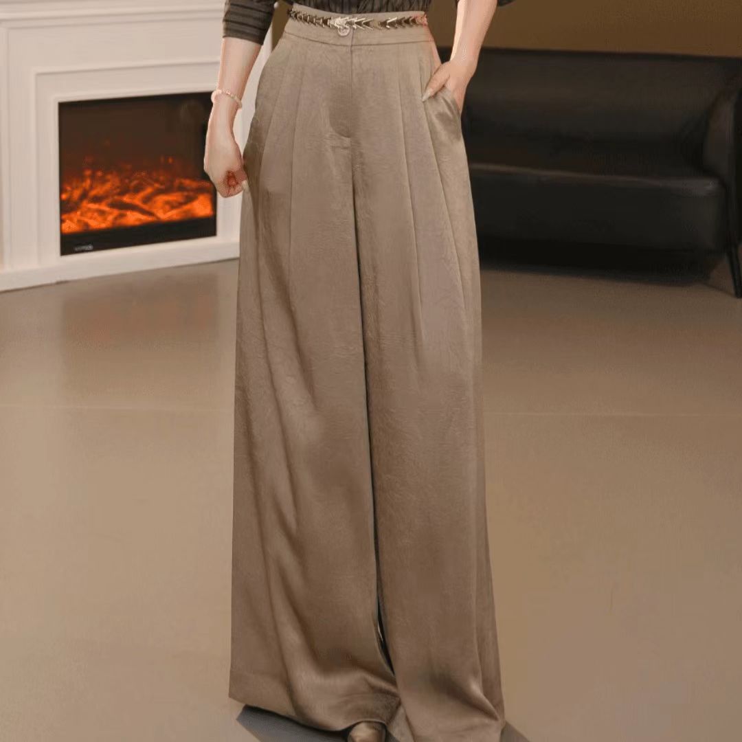 AMASS/阿玛施新款高级垂感西裤时尚气质舒适高腰直筒长裤女510056