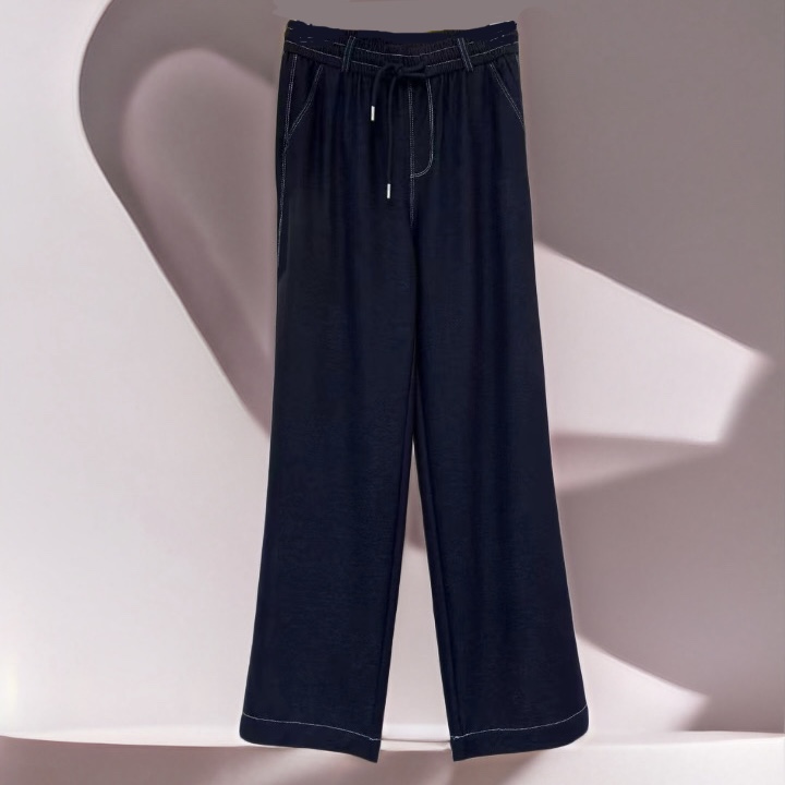 【冰裤】新时尚显瘦百搭弹力高腰裤子休闲长裤薄款直筒裤6317