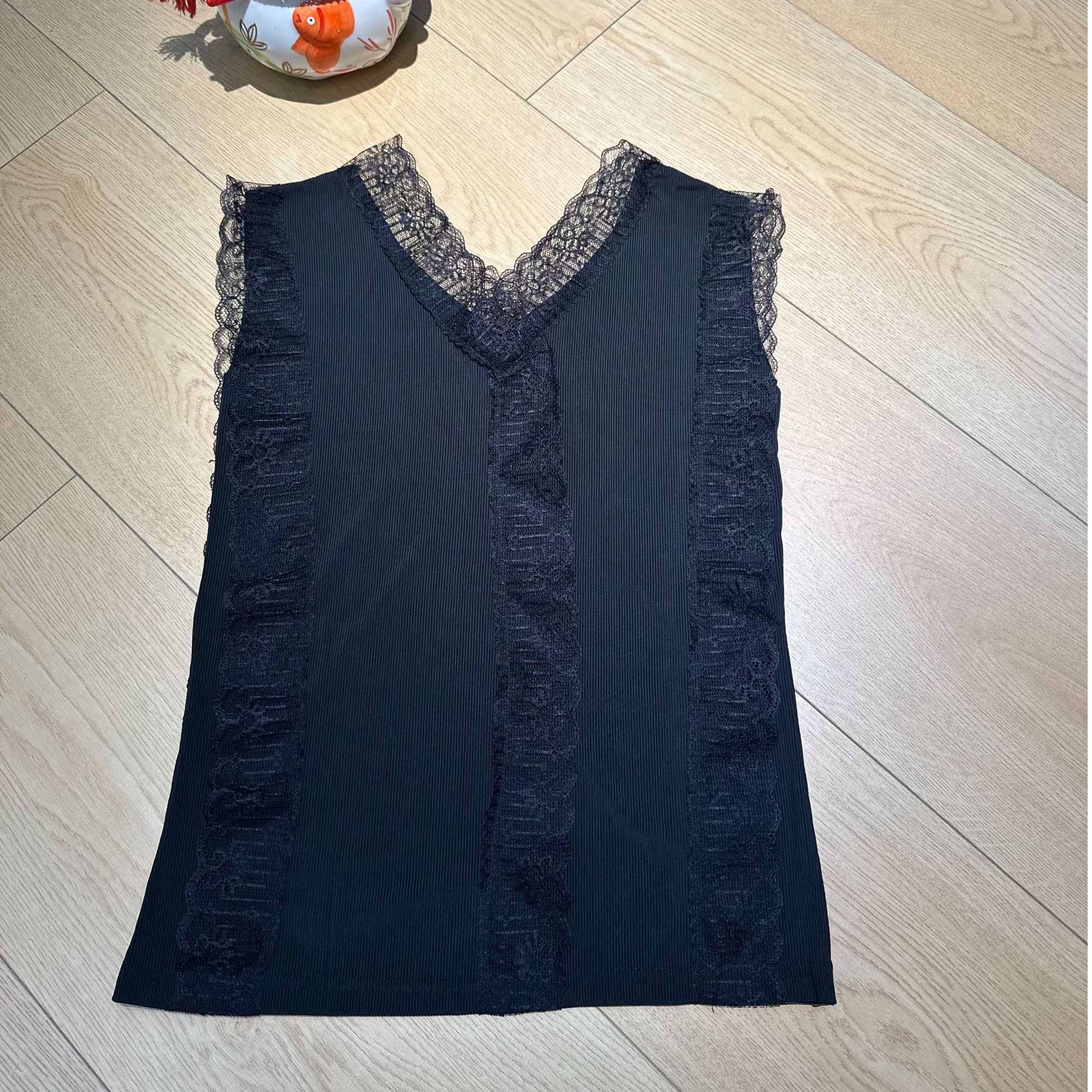 COCOFIVEMIX原创设计不撞衫内搭无袖蕾丝打底黑色网红吊带背心