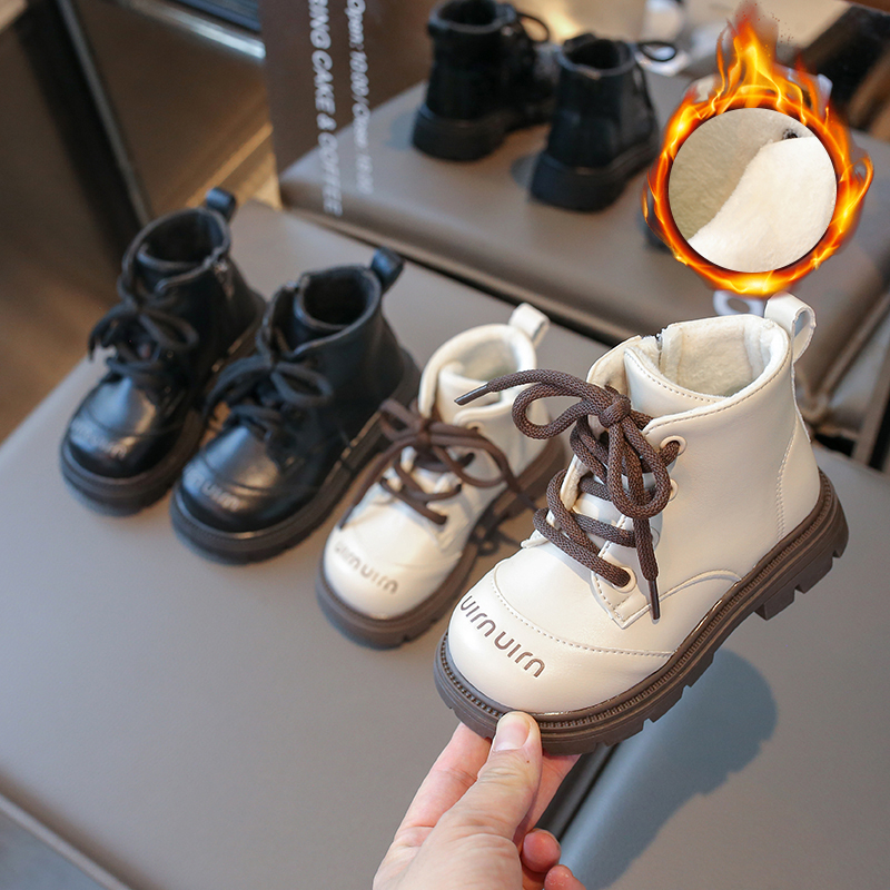儿童加绒马丁靴2025冬季新款男女童软底韩版潮款防滑轻便户外皮靴