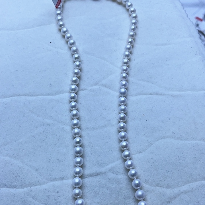 淡水珍珠项链银S925镶嵌5-6正圆无核