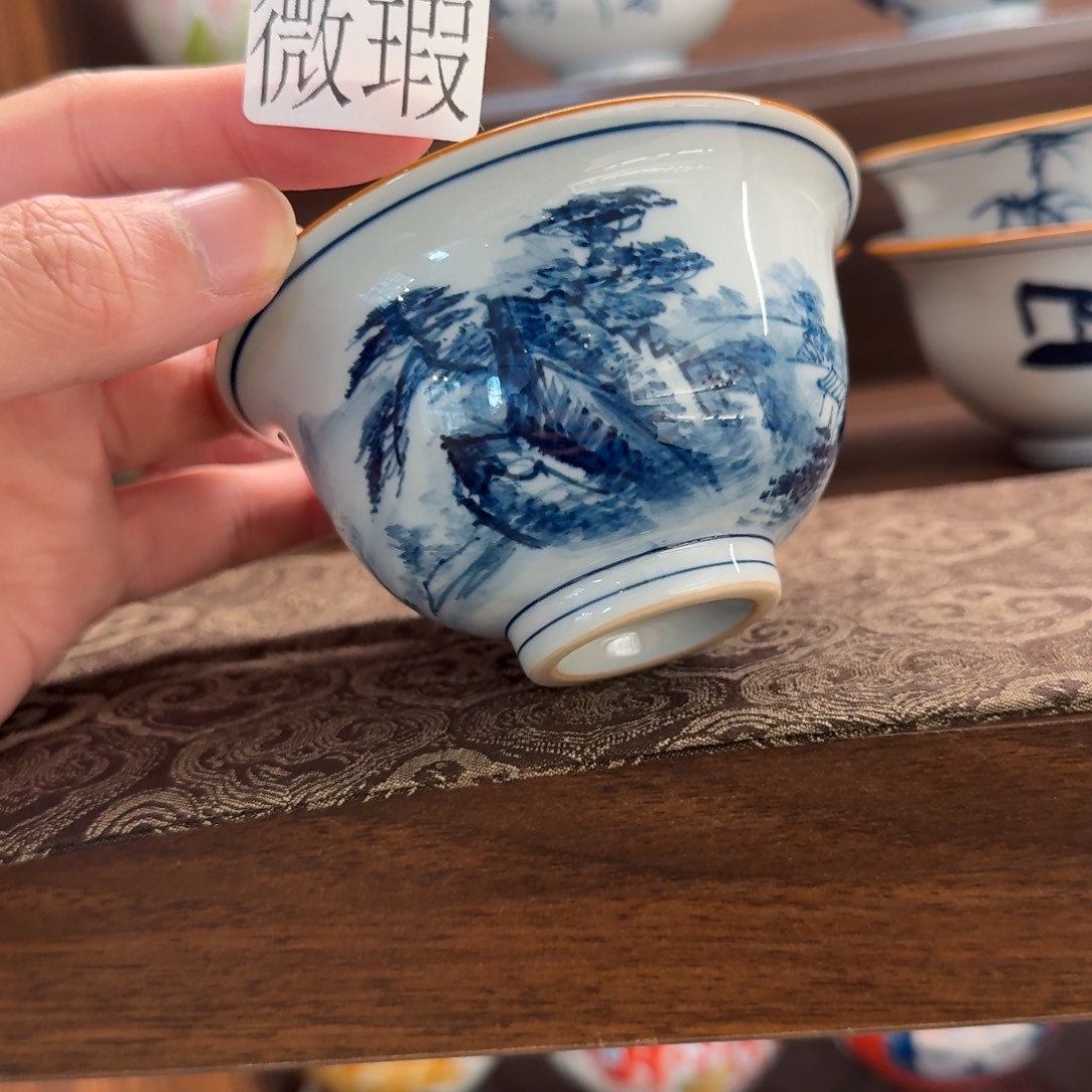 釉下手绘茶具微瑕