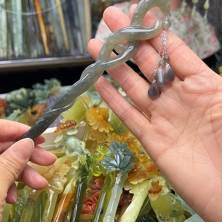 蛇纹石玉未镶嵌发簪