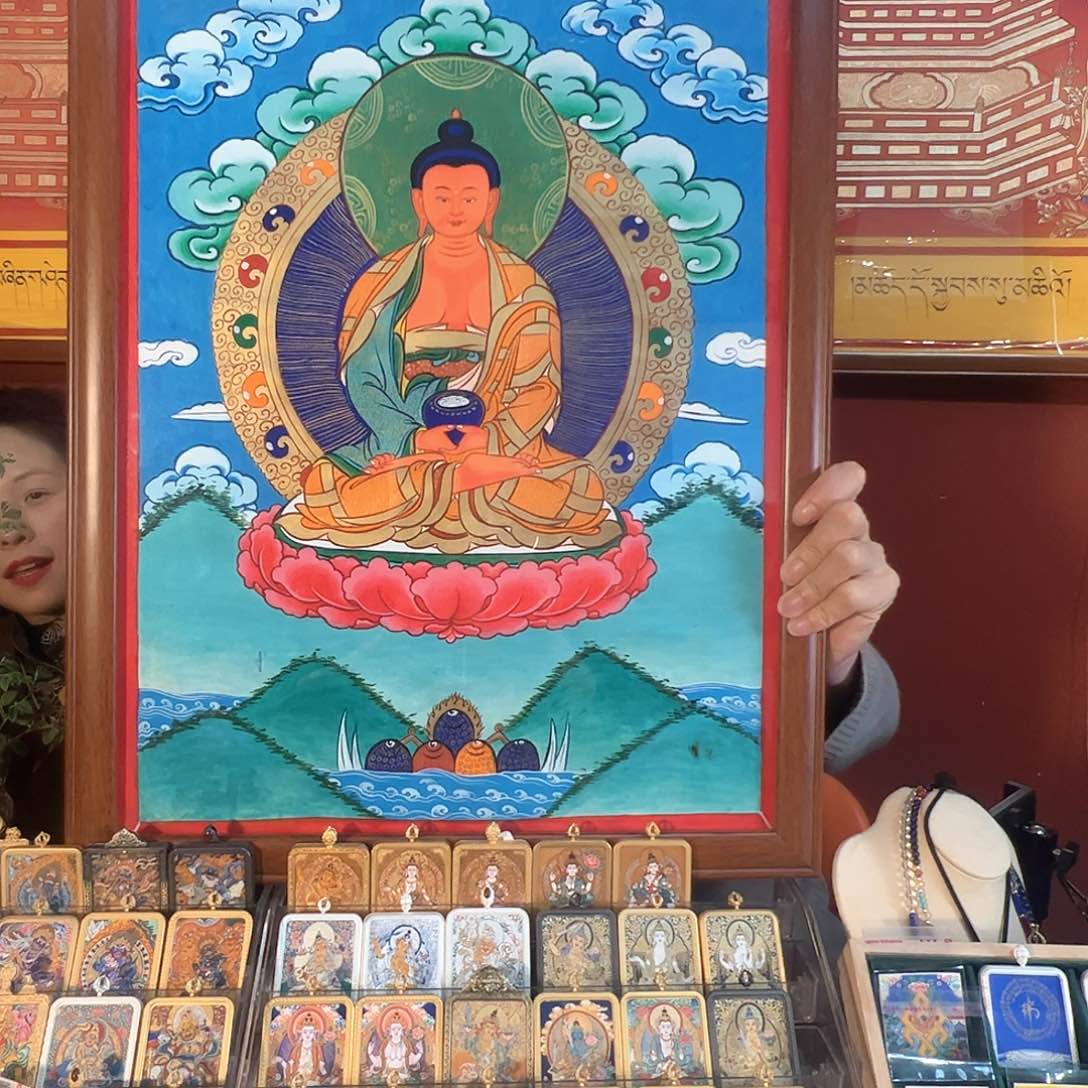吊坠纯手绘唐卡大卡阿弥